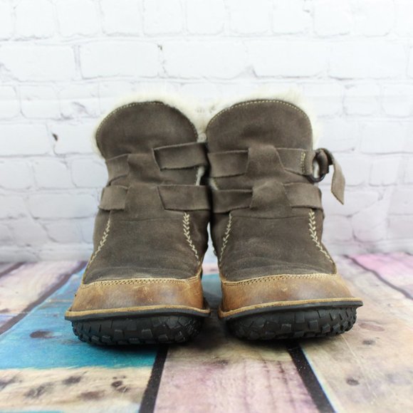 Sorel Tootega Brown Suede Fur Lined Ankle Strap Winter Boots Size 6 M - Picture 4 of 9